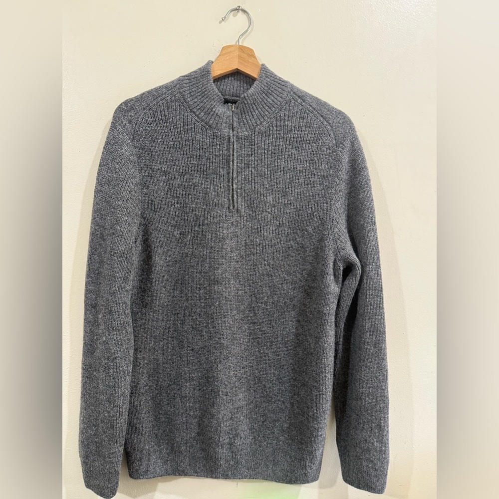 ALPACA 111 Men's Charcoal Zip-Neck Knit Sweater
